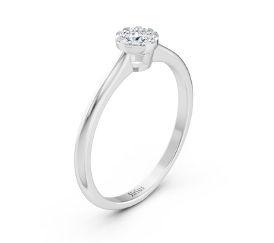 Fine engagement ring made of 14K white gold with diamond