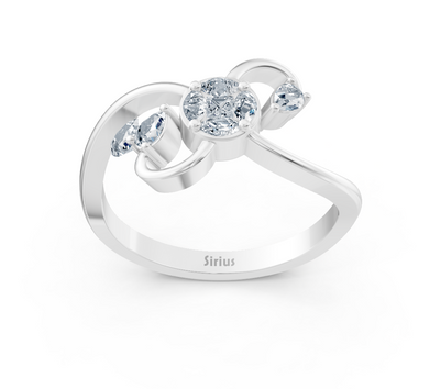 Weißgoldener Ring mit Marquise-, Princess- und Pear-Labordiamanten