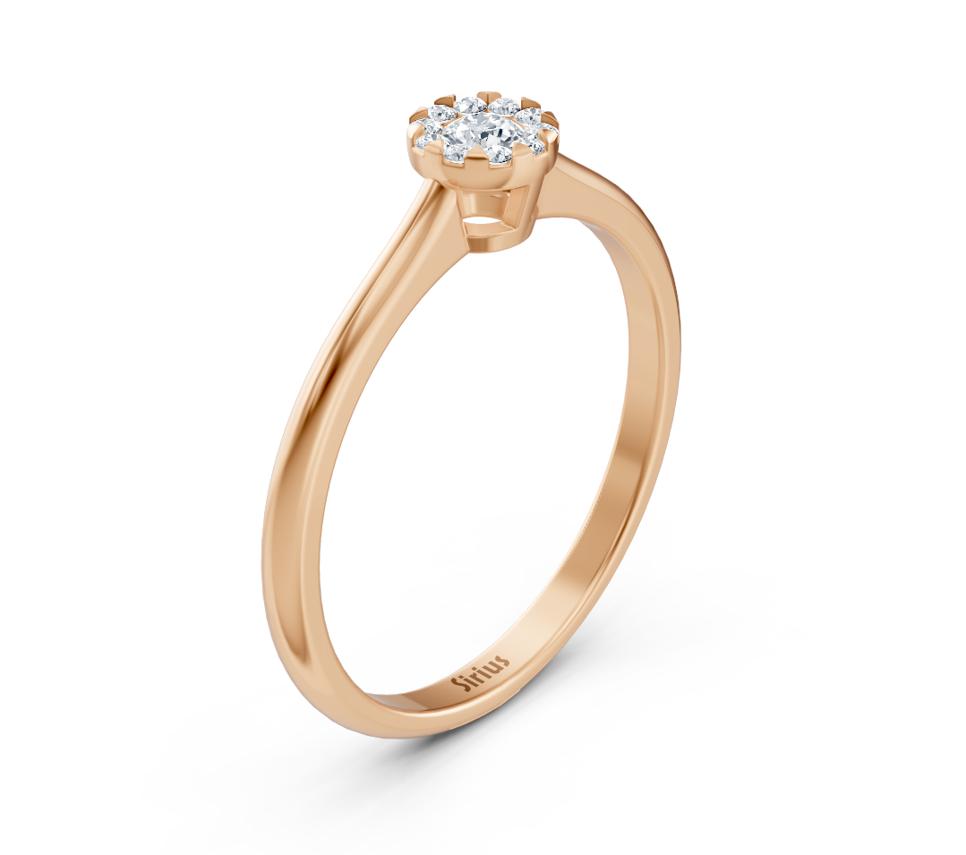 Fine engagement ring made of 14K rose gold with diamond