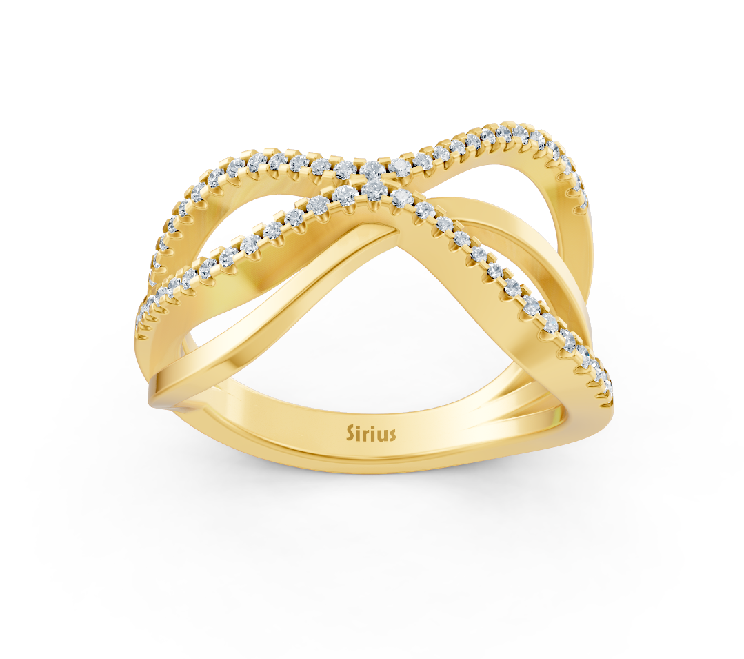 Bague moderne en Or Jaune au design entrecroisé et sertie de diamants de laboratoire – des Bijoux haut de gamme de Rosy Lab Diamonds