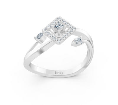 Weißgoldring mit geometrischem Design und Labordiamanten