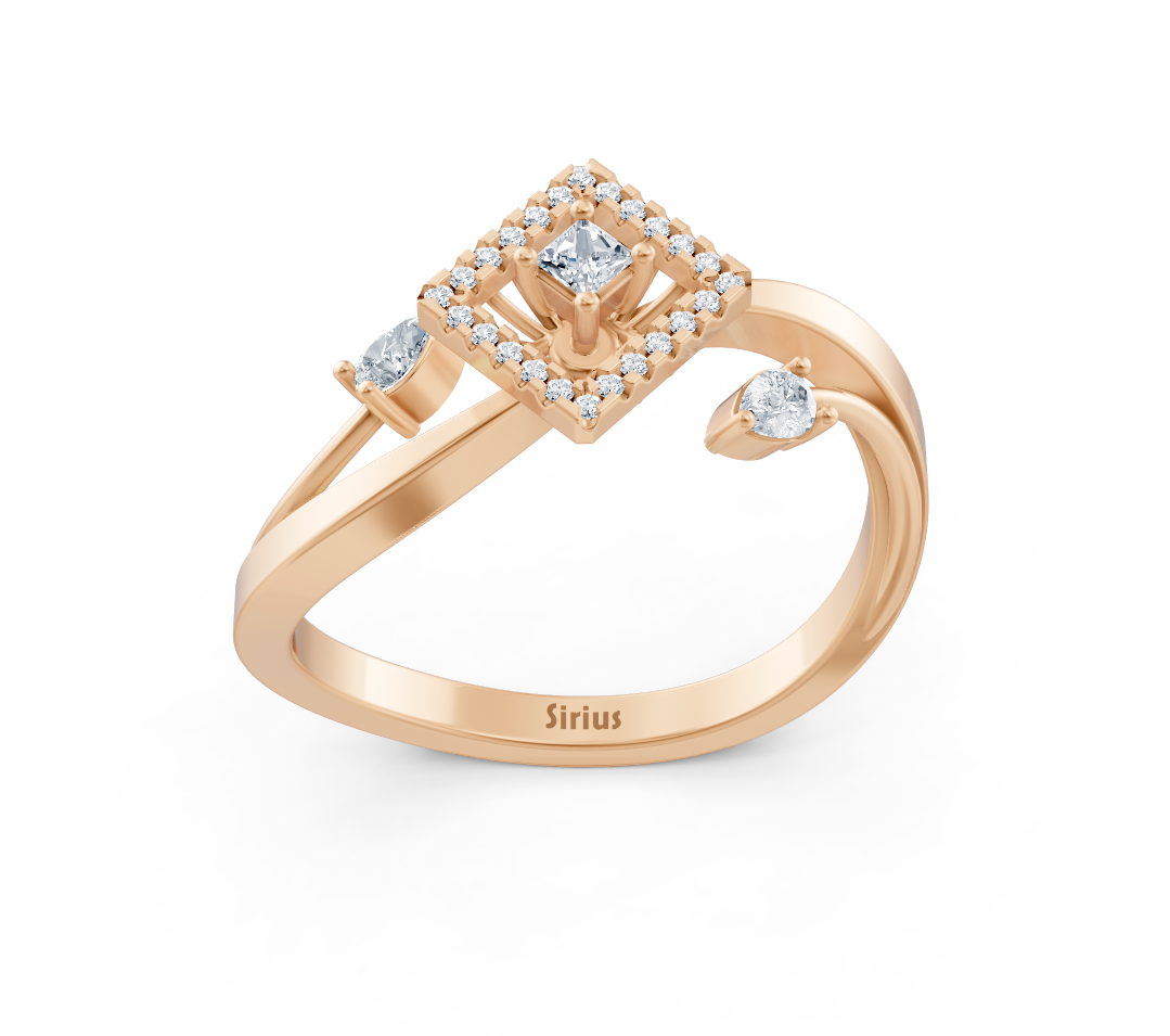 خاتم من الذهب الوردي بتصميم هندسي وألماس مُصنّع في المختبر - مجوهرات فاخرة من Rosy Lab Diamonds