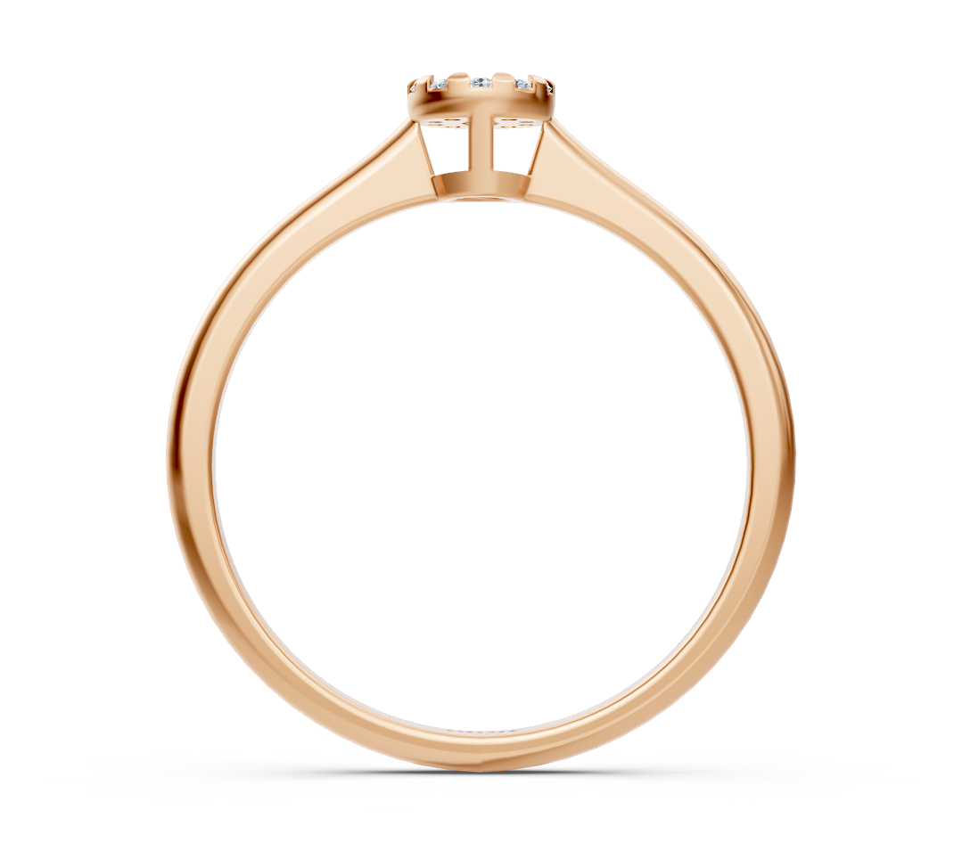 Fine engagement ring made of 14K rose gold with diamond