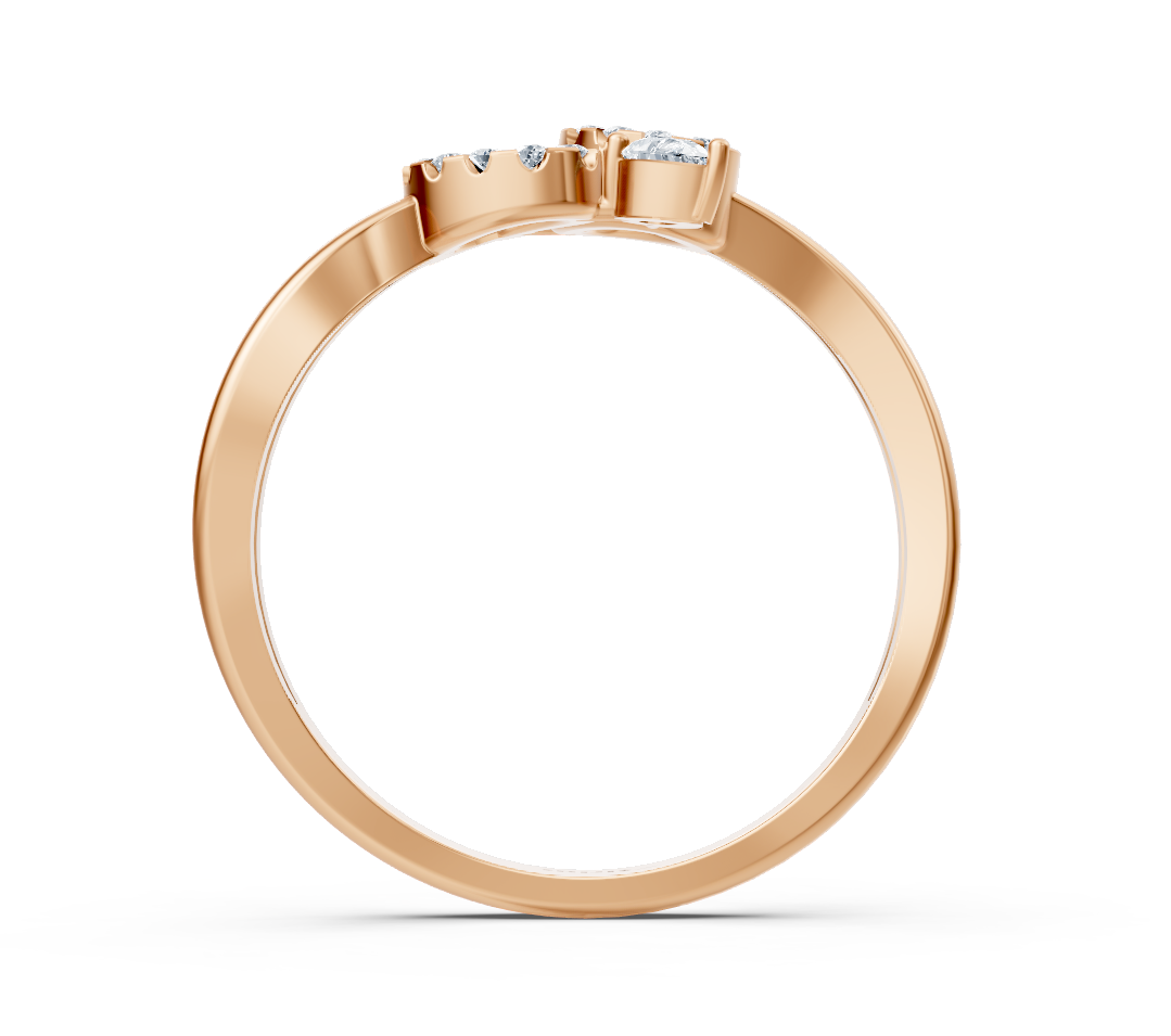 Rose gold ring with a double-circle design and pear-shaped diamonds – high-quality Jewelry from Rosy Lab Diamonds