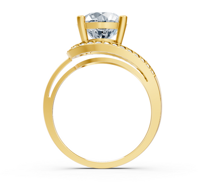Strahlender Solitärring aus Gelbgold mit Pavé-Labordiamanten