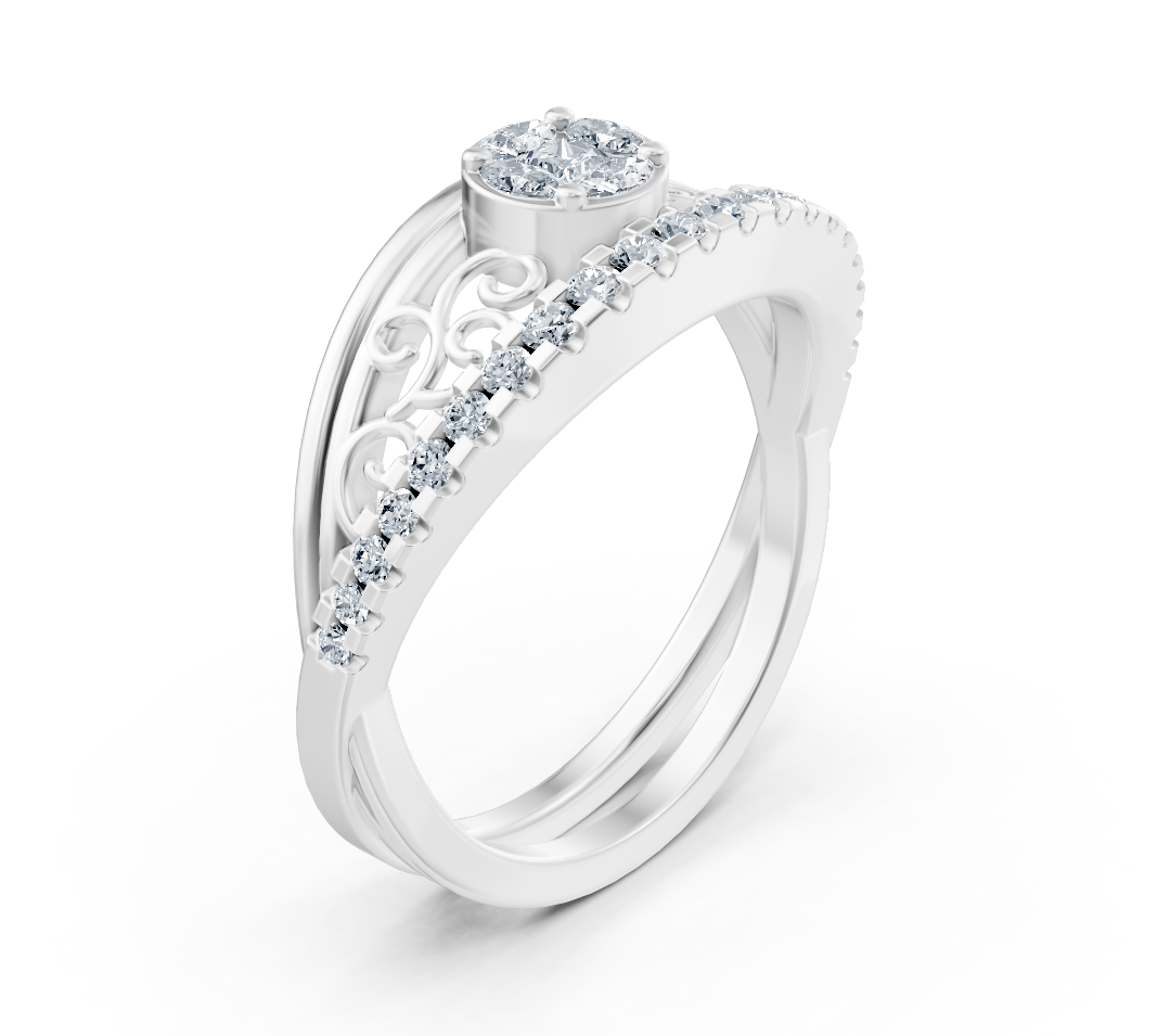 Weißgoldener Ring im Barockstil mit Labordiamanten - hochwertiger Schmuck von Rosy Lab Diamonds