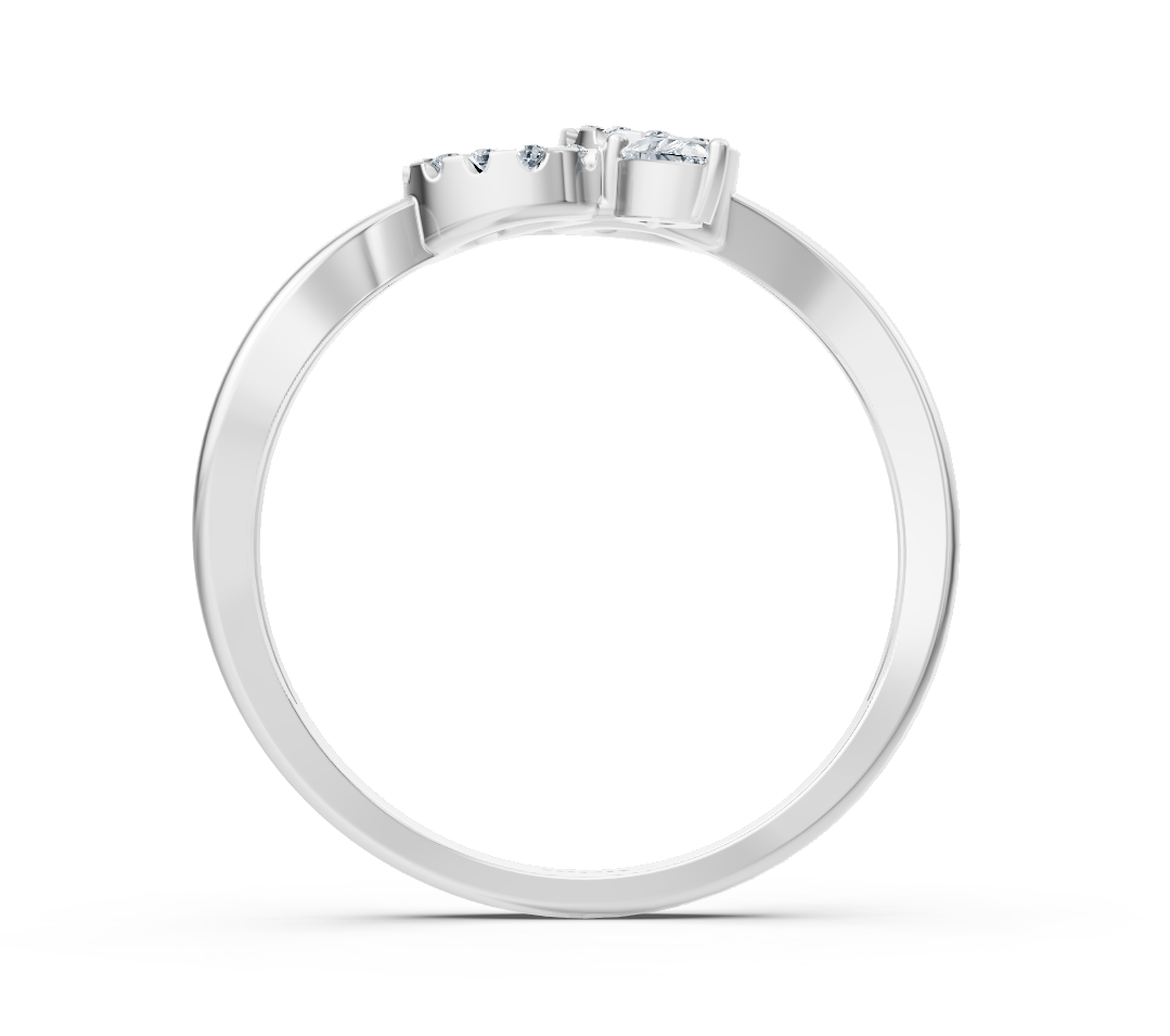 Weißgoldener Ring mit Doppelkreis-Design und Pear-Diamanten