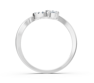 Weißgoldener Ring mit Doppelkreis-Design und Pear-Diamanten