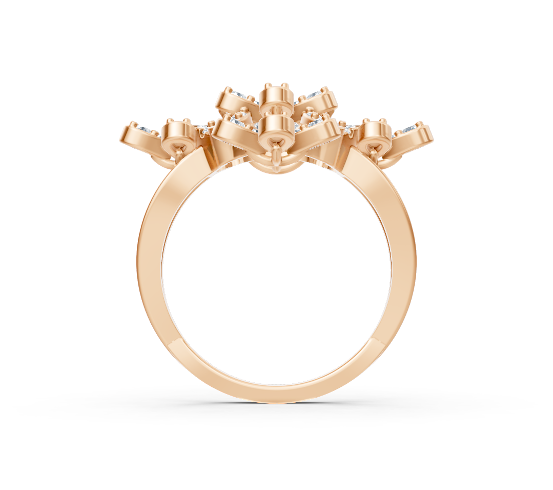 Bague en or rose avec des diamants ronds au design texturé - des bijoux haut de gamme de Rosy Lab Diamonds