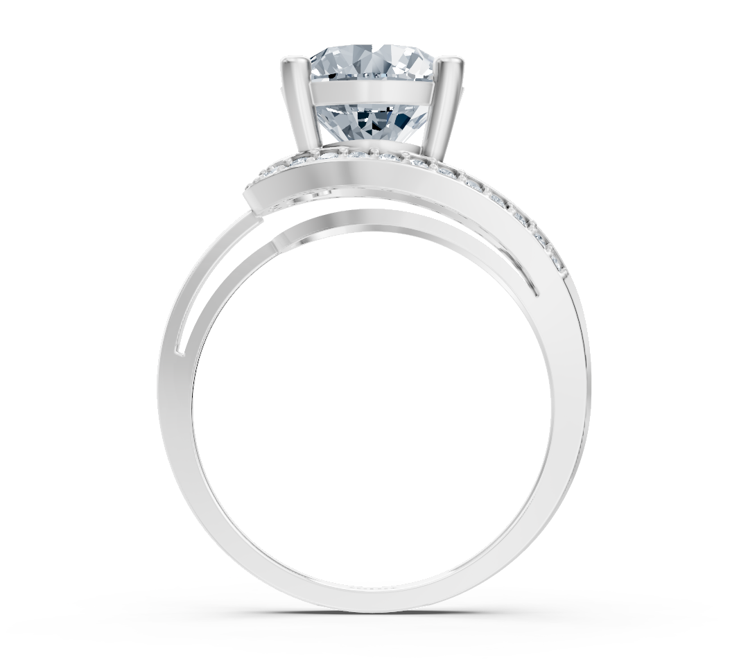 Elegant Solitaire Ring with Split Band and Pavé Lab-Grown Diamonds – High-Quality Jewelry by Rosy Lab Diamonds