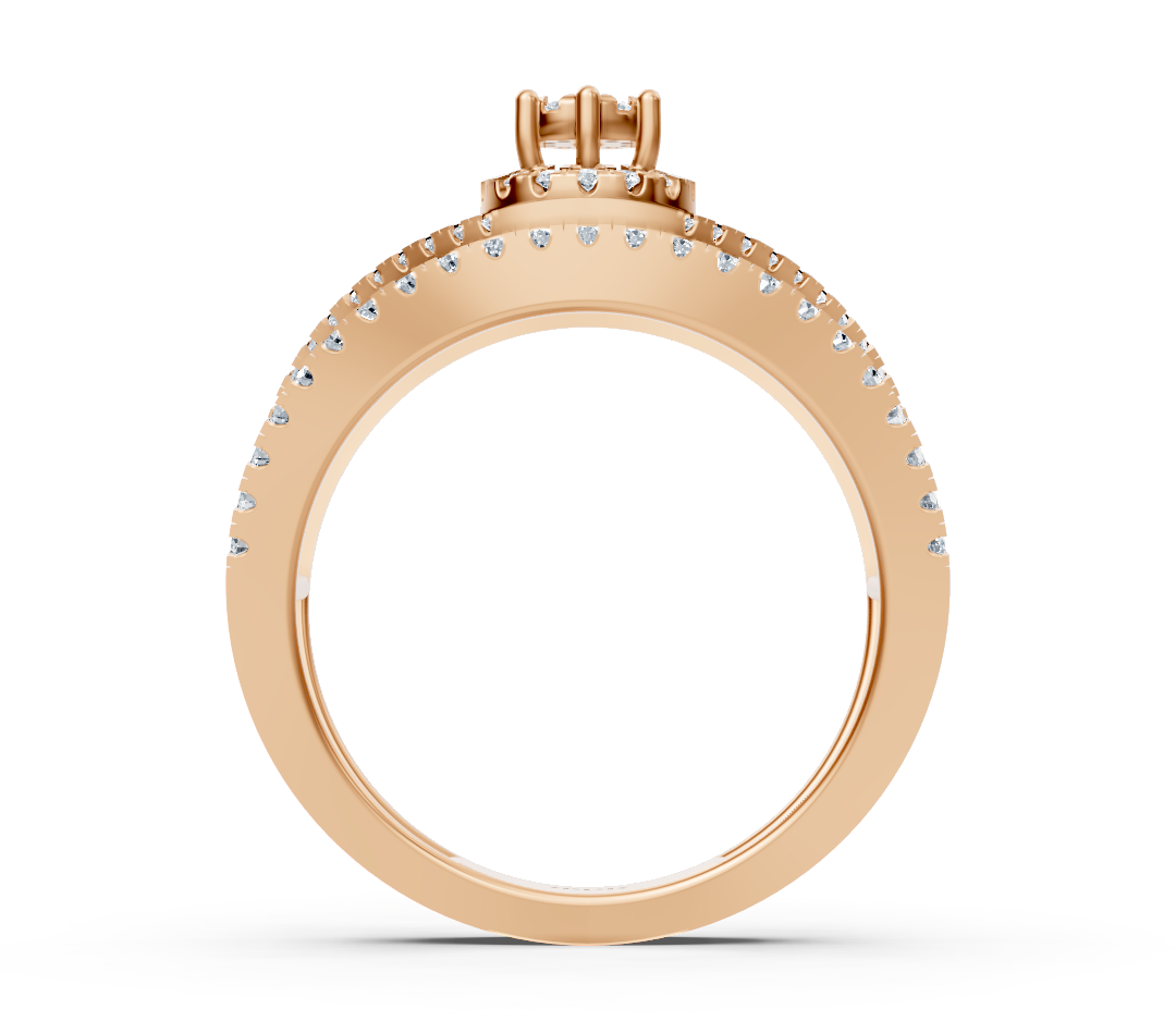 14K Rose Altın'da zarif elmas işlemeli Nişan Yüzüğü - Rosy Lab Diamonds'tan yüksek kaliteli Mücevher