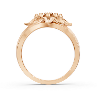 Romantic flower ring made of rose gold with lab diamonds
