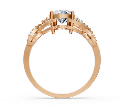 Romantic oval twisted ring with lab diamonds in 14K rose gold