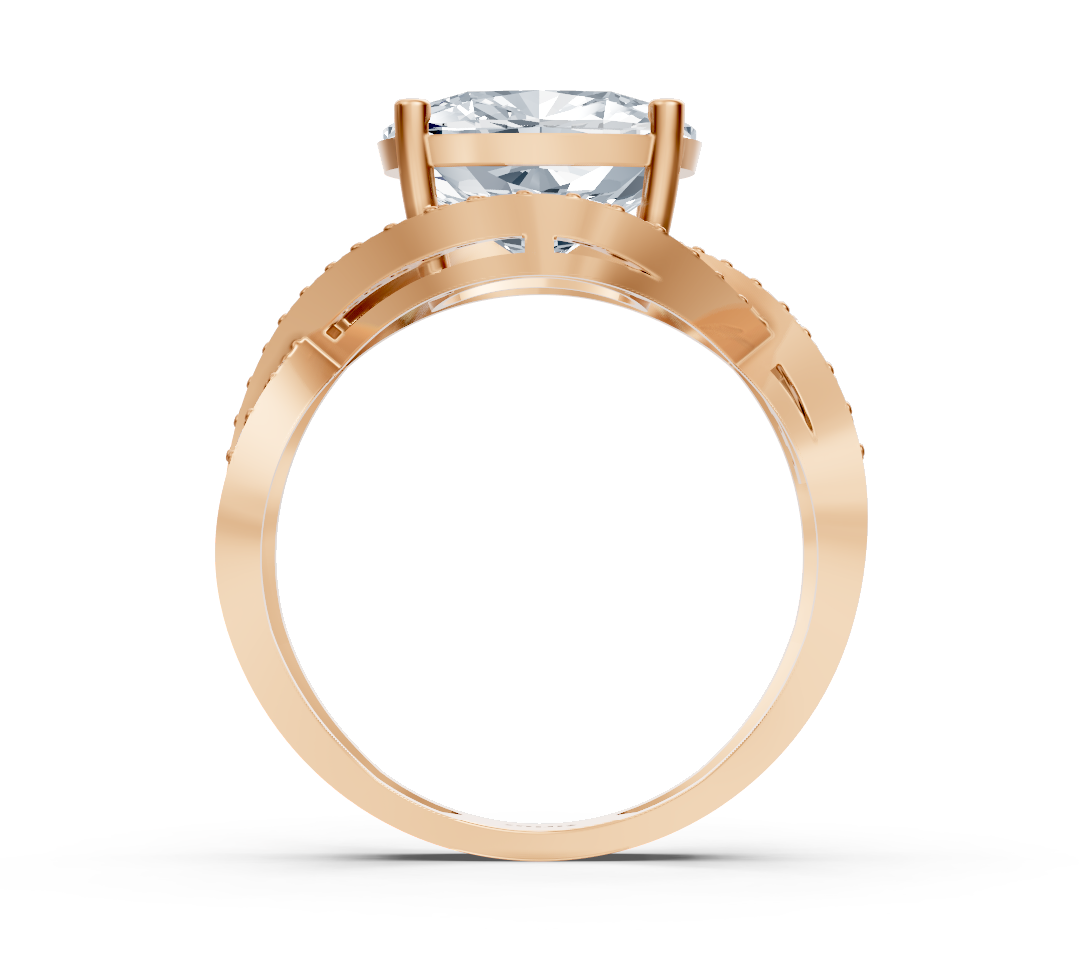 Modern rose gold ring with cushion and round lab-grown diamond – 3.47 ct