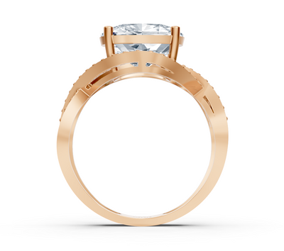 Modern rose gold ring with cushion and round lab-grown diamond – 3.47 ct
