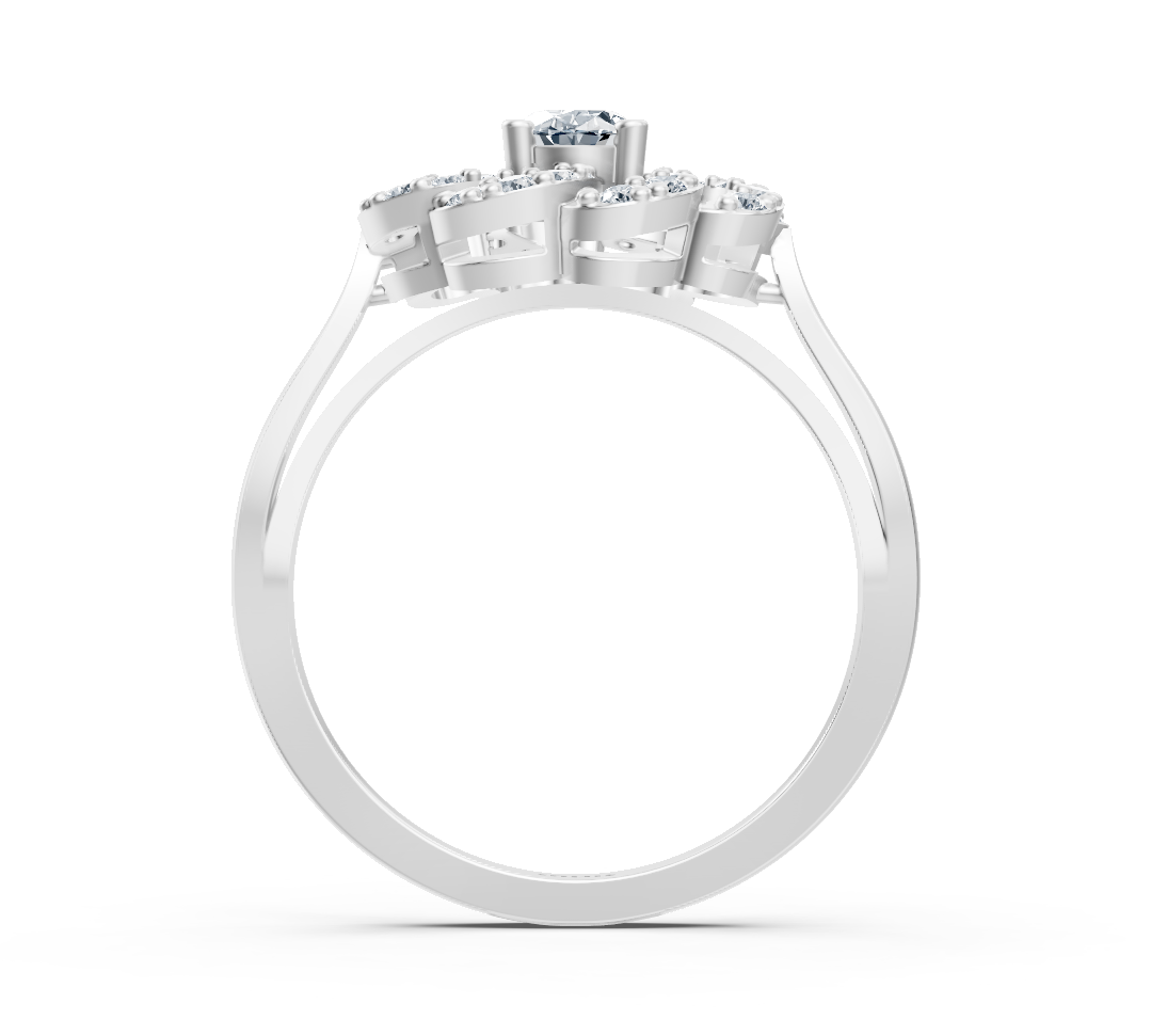 خاتم ألماس من الذهب الأبيض بتصميم زهرة مع حجر مركزي - 0.36 قيراط - مجوهرات فاخرة من Rosy Lab Diamonds