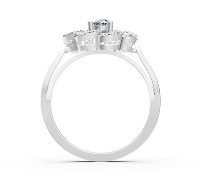 Weißgold-Diamantring im Blüten-Design mit Mittelstein – 0,36 ct