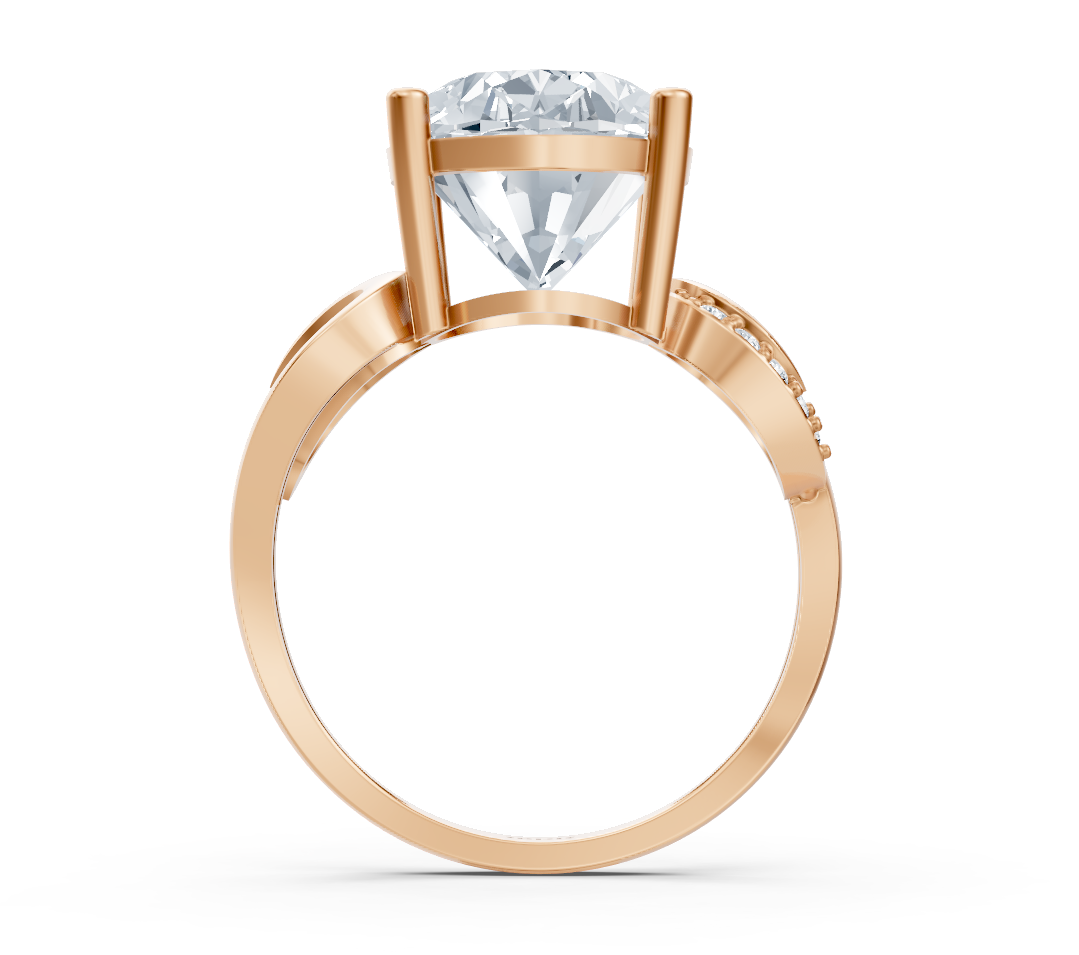 Verlobungsring aus Roségold mit ovalem Labordiamanten und geschwungener Ornamentfassung