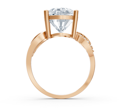 Verlobungsring aus Roségold mit ovalem Labordiamanten und geschwungener Ornamentfassung