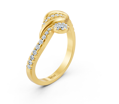 Yellow gold diamond ring with bow motif