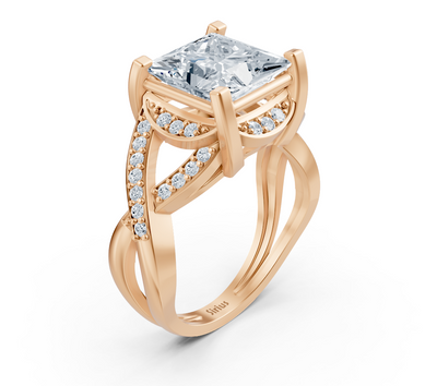 Rose gold ring with lab-grown princess and round diamond – 3.51 ct