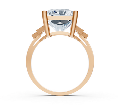Modern radiant diamond ring with lab diamonds in 14K rose gold