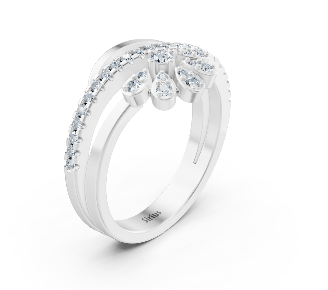 Ring mit Diamant & Labordiamanten in 14K Weißgold | Rosy – hochwertiger Schmuck von Rosy Lab Diamonds