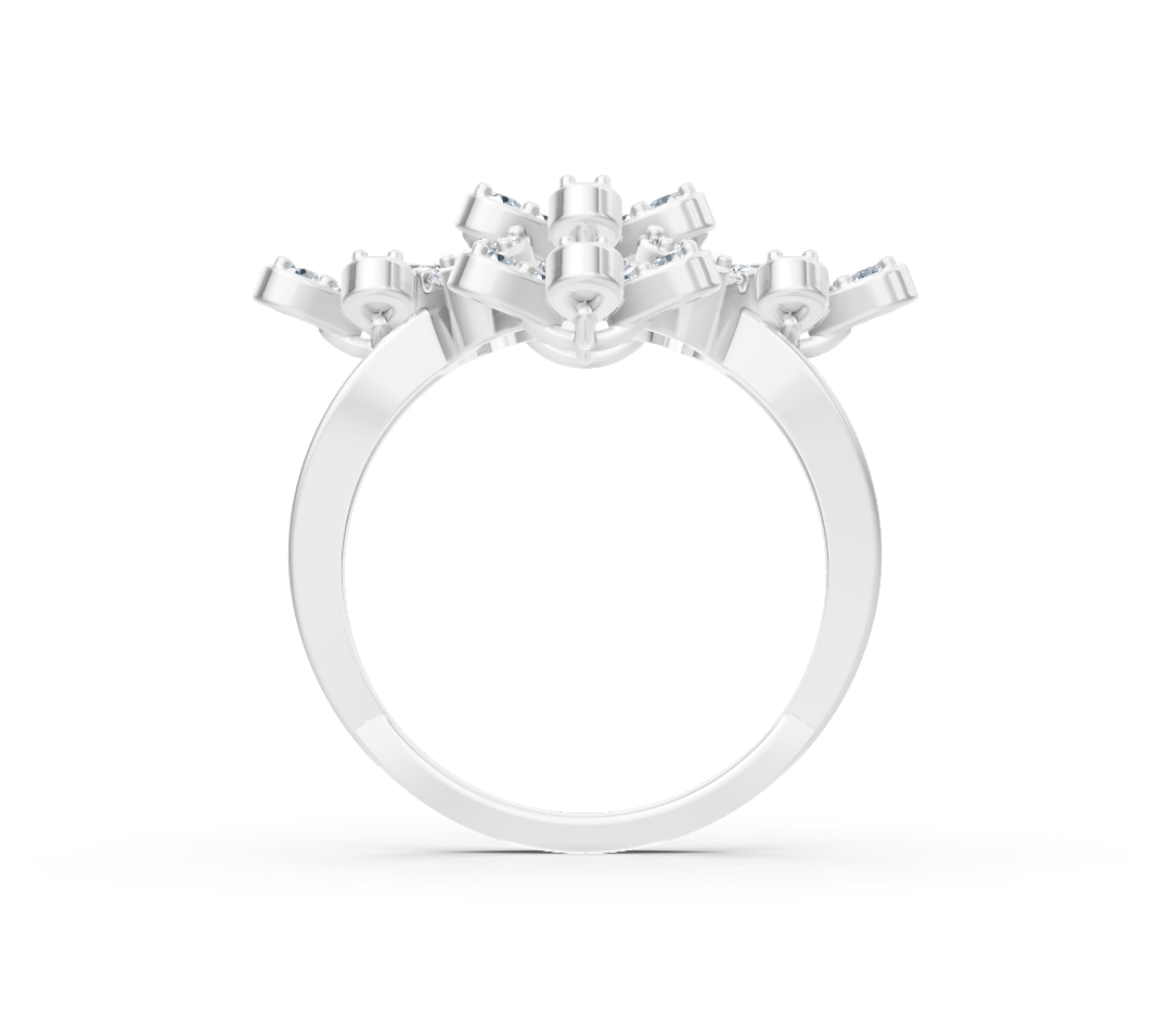 Bague en or blanc avec des diamants de laboratoire ronds au design texturé - Bijoux haut de gamme de Rosy Lab Diamonds