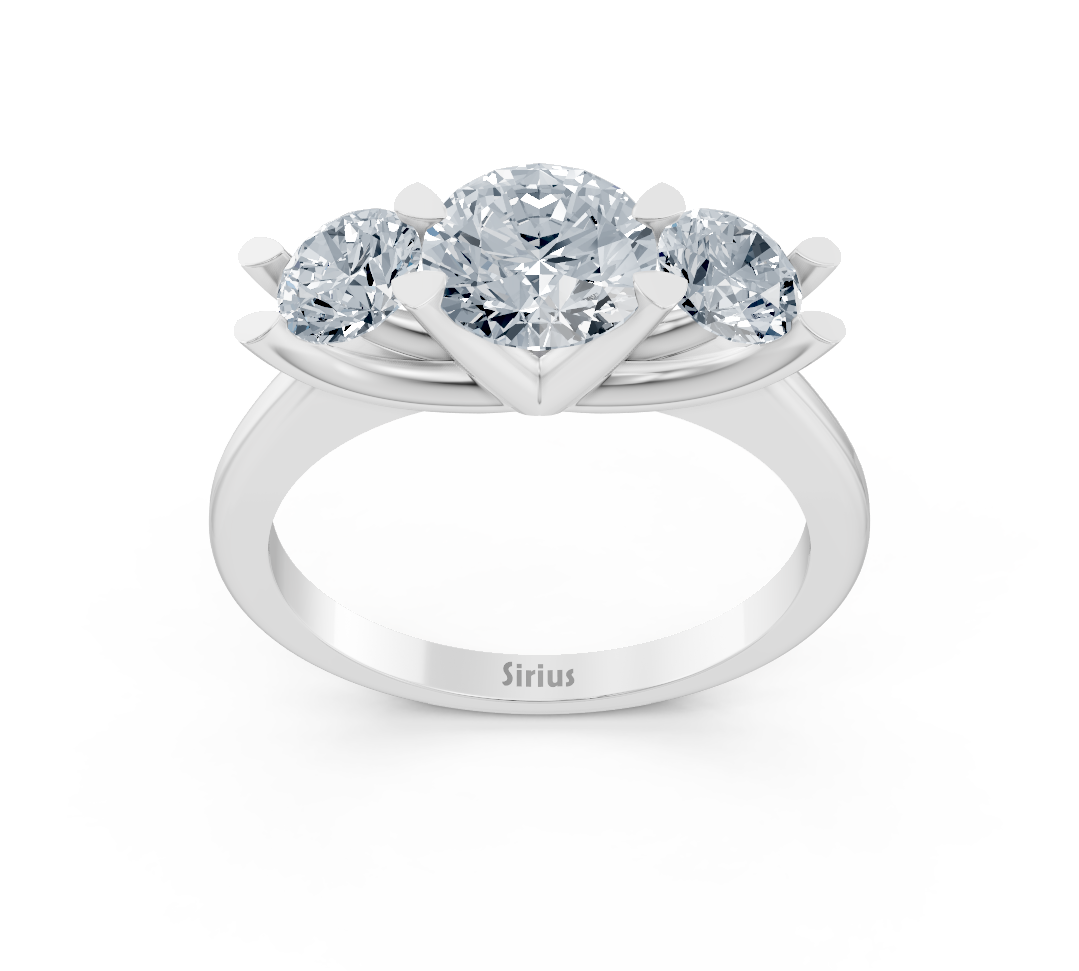 Dreistein ring with lab diamonds made of white gold