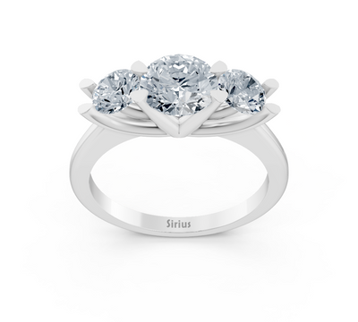 Dreistein ring with lab diamonds made of white gold