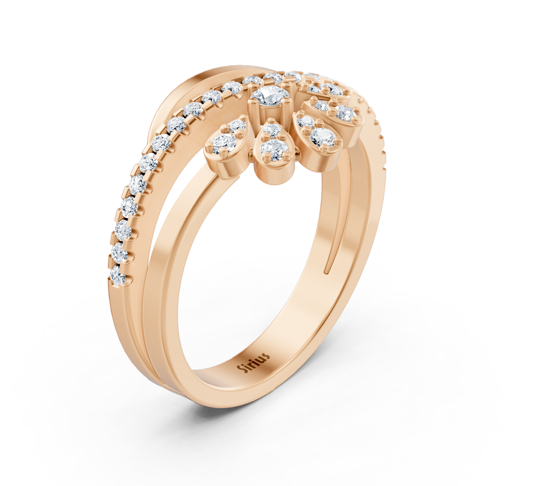 Bague aile en or rose avec diamants de laboratoire – bijoux haut de gamme de Rosy Lab Diamonds