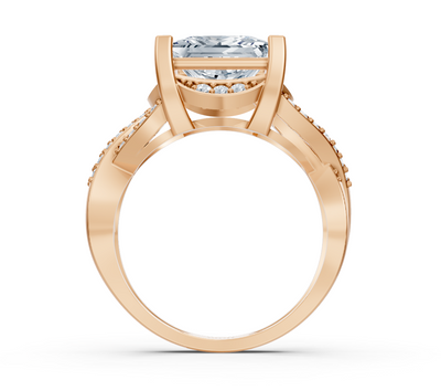 Rose gold ring with lab-grown princess and round diamond – 3.51 ct