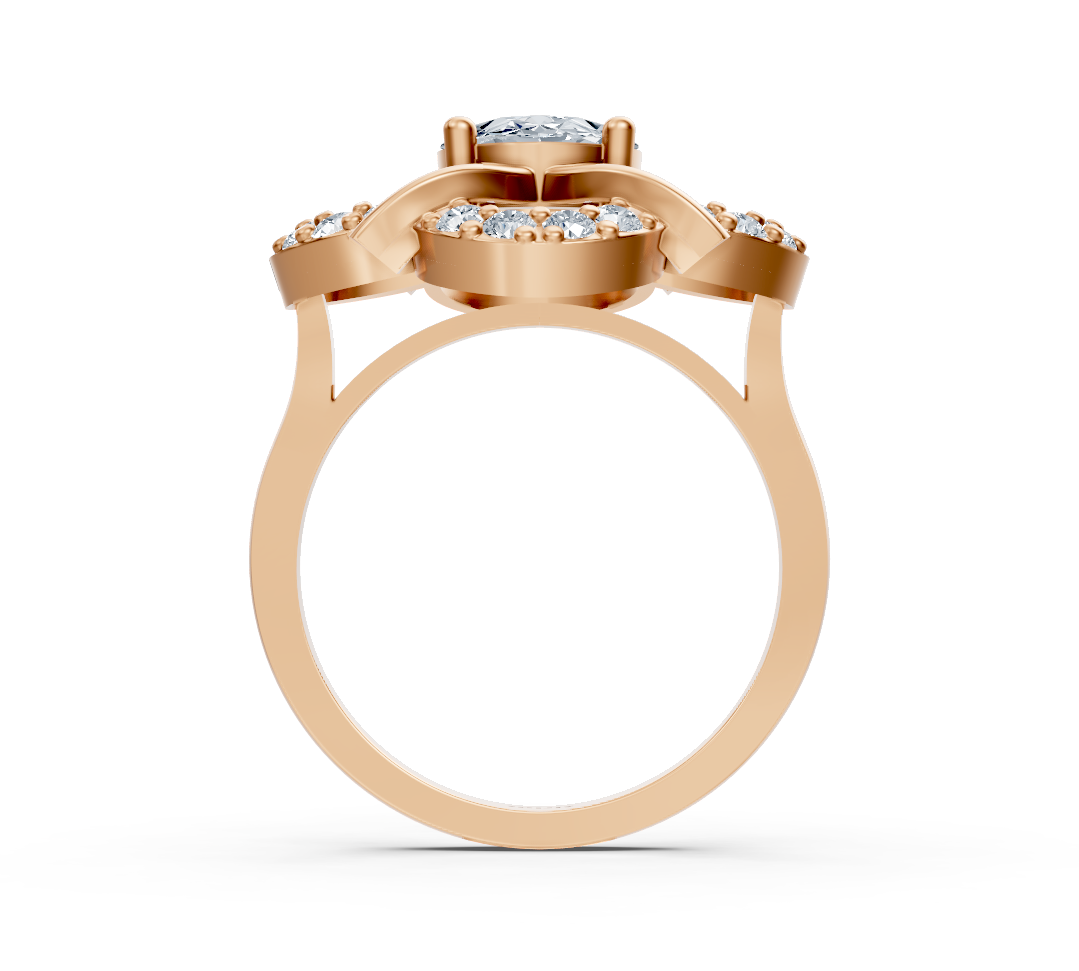 Romantic rose gold ring with oval diamond – 1.31 carat main stone