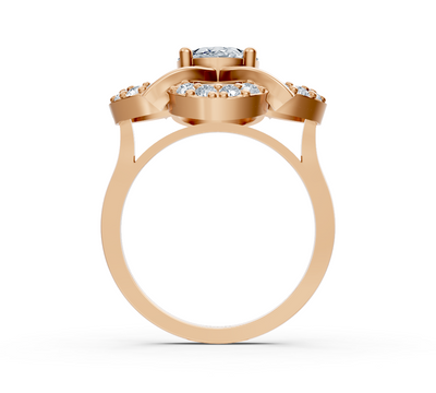 Romantic rose gold ring with oval diamond – 1.31 carat main stone