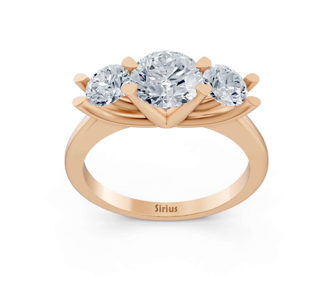 Dreistein-Ring mit Labor-Diamanten in Roségold - hochwertiger Schmuck von Rosy Lab Diamonds