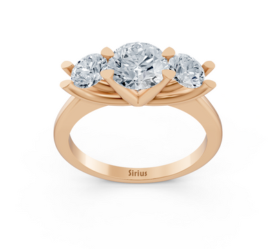 Dreistein ring with lab diamonds in rose gold