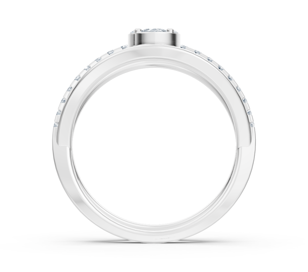 Weißgoldener Ring im Barockstil mit Labordiamanten