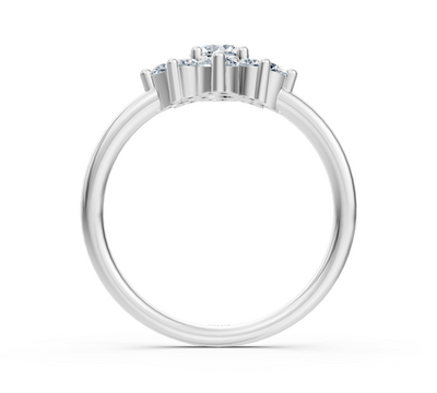 Weißgold-Blumenring mit rund geschliffenen Labor-Diamanten