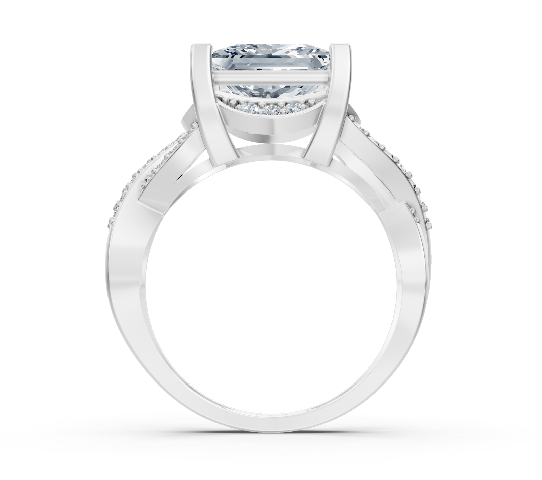 Weißgold-Ring mit laborgezüchtetem Princess- und Runddiamant – 3,51 ct