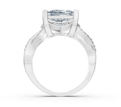 Weißgold-Ring mit laborgezüchtetem Princess- und Runddiamant – 3,51 ct