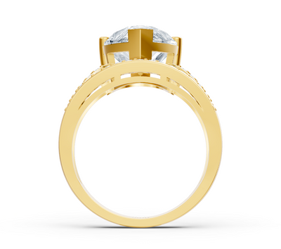 Şık sarı altın yüzük, armut ve yuvarlak laboratuvar yapımı elmas – 5,56 ct