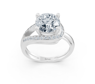 Elegant solitaire ring with split band and pavé lab diamonds
