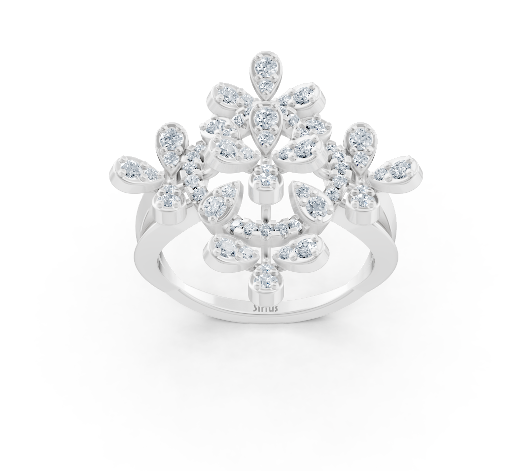 Bague en or blanc avec des diamants de laboratoire ronds au design texturé - Bijoux haut de gamme de Rosy Lab Diamonds