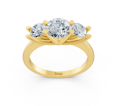 Dreistein-Ring aus Gelbgold mit Labor-Diamanten