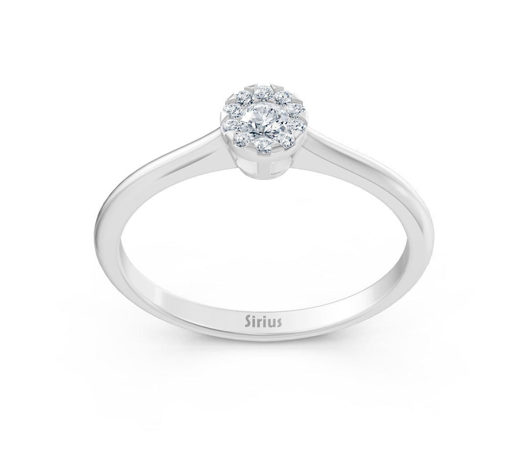Fine engagement ring made of 14K white gold with diamond