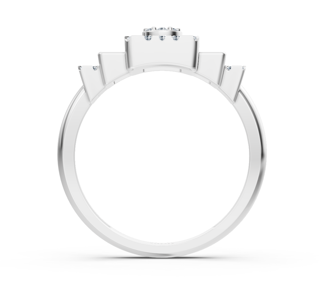 Bague moderne en or blanc avec design abstrait de diamant