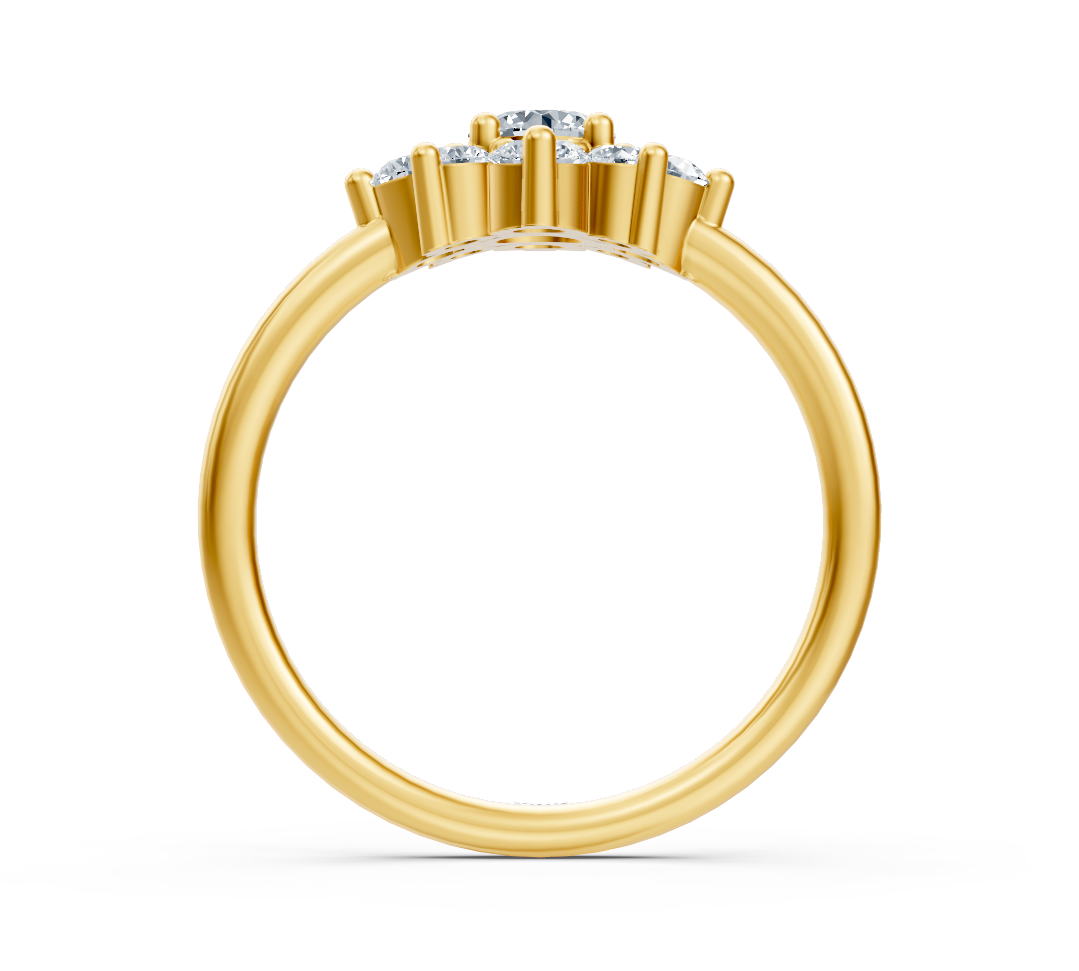 Blumenförmiger Gelbgold-Ring mit Labor-Diamanten im Rundschliff - hochwertiger Schmuck von Rosy Lab Diamonds