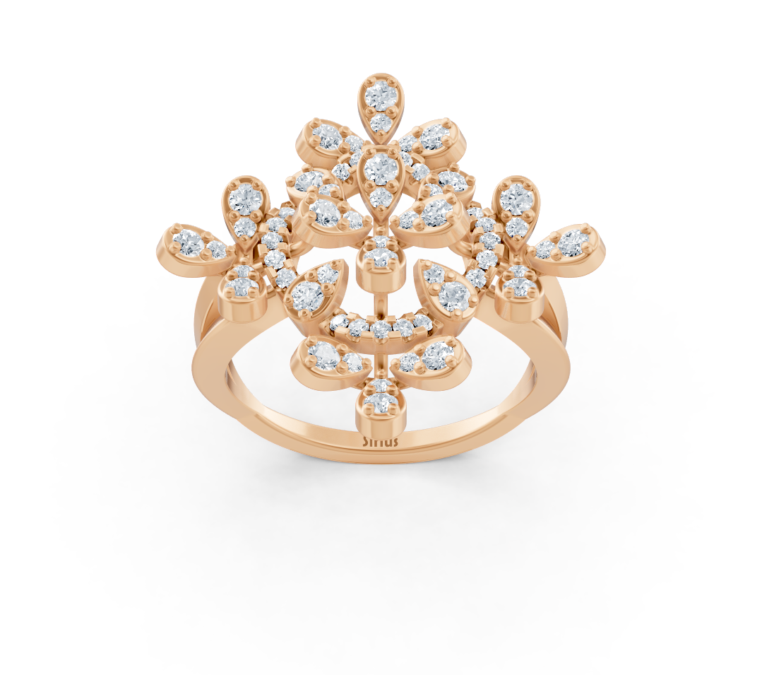 Bague en or rose avec diamants ronds au design texturé – bijoux haut de gamme de Rosy Lab Diamonds