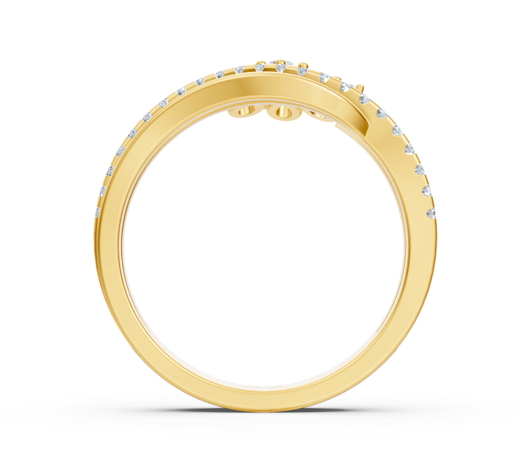 Yellow gold wing ring with lab-grown diamonds
