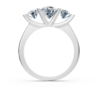 Dreistein ring with lab diamonds made of white gold